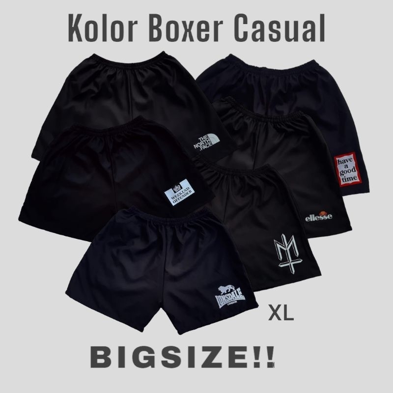 (JUMBO 75 - 85 KG!) CELANA KOLOR BOXER CASUAL PRIA SABLON BIGSIZE  | CELANA KOLOR OLAHRAGA