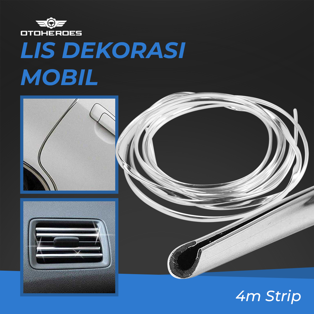 Lis Dekorasi Interior Mobil Moulding Chrome Trim Strip 4M - OMRSF1SV Silver