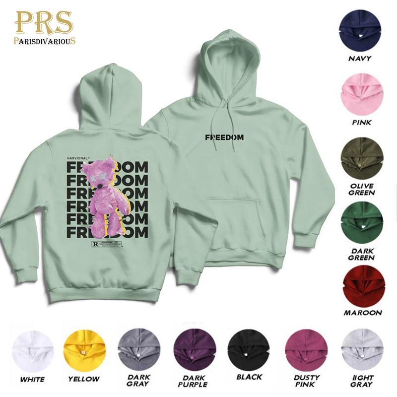 Parisdivarious Sweater Hoodie Jemper Freedom Beruang FC Bahan Fleece Size S - XXL (Pria &amp; Wanita)