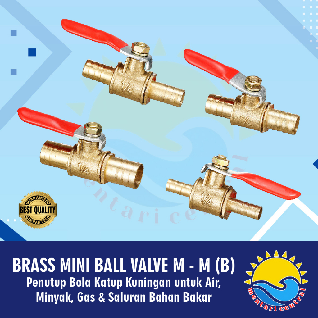 BALL VALVE / STOP KRAN / KERAN KUNINGAN male to male M-M 1/4 (B)