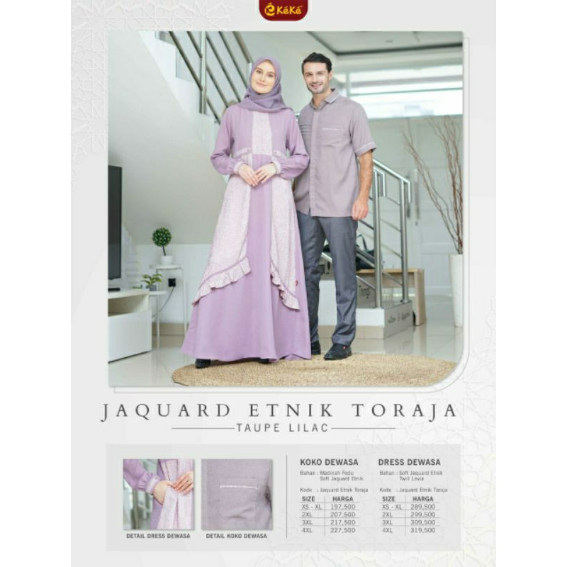Sarimbit Jaquard Etnik Toraja/Sarimbit keke/Couple koko dan gamis