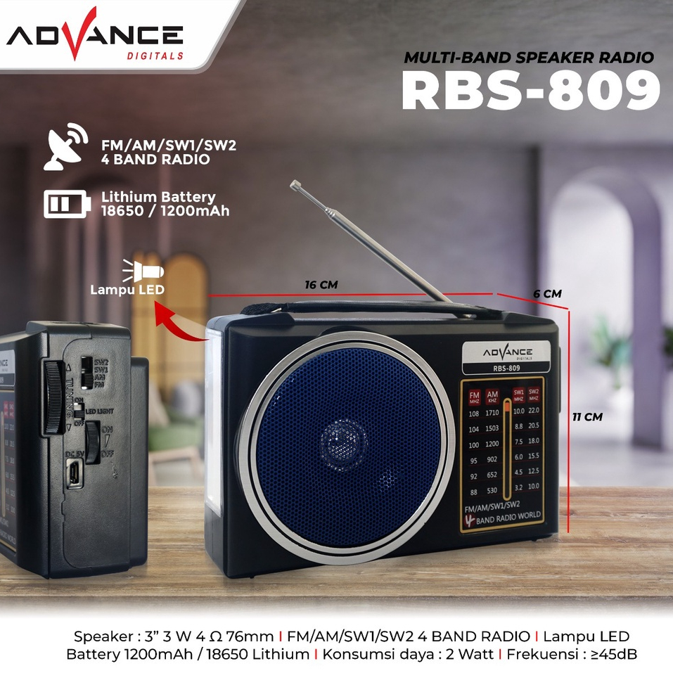 Radio FM/AM/SW1/SW2 4 Band Advance RBS 809