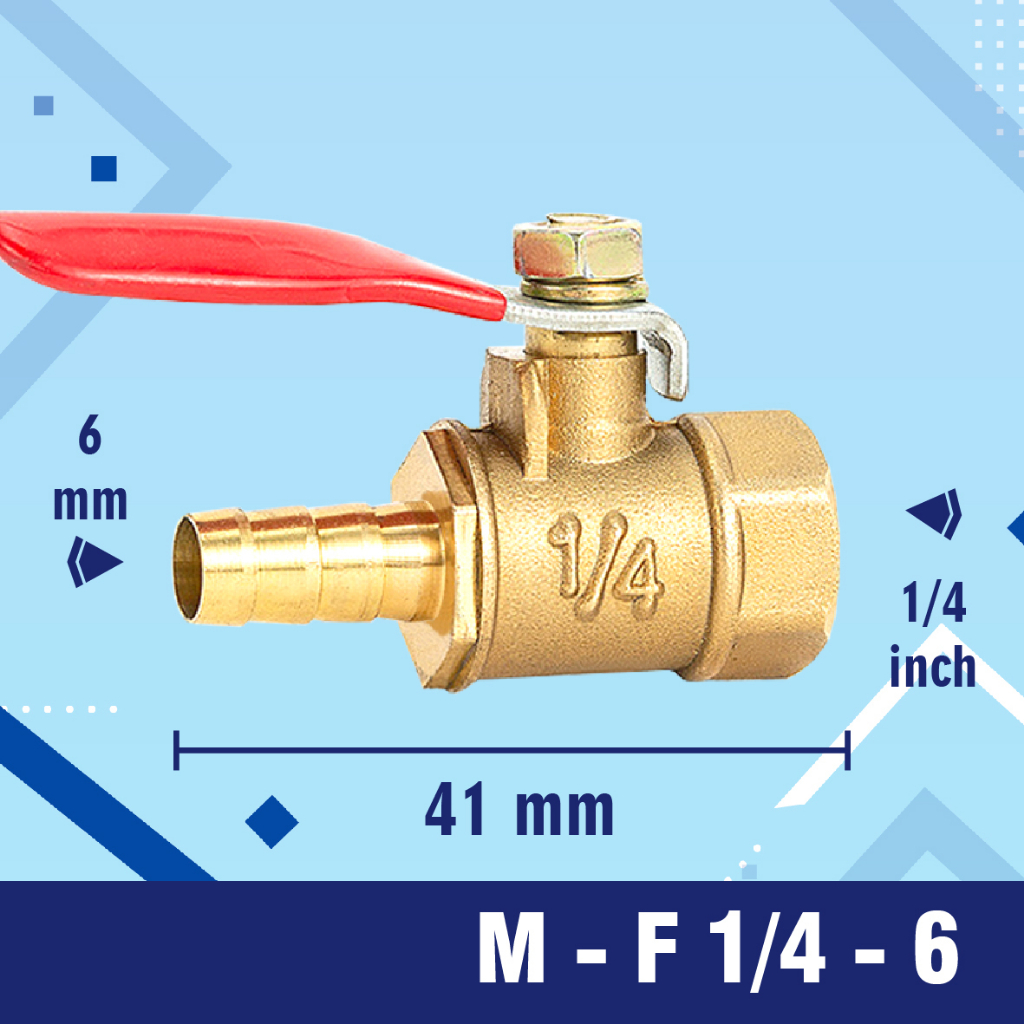 STOP KRAN BALL VALVE MALE TO FEMALE 1/4&quot; 1/2&quot; 3/8&quot; 1/8&quot; M-F (KODE)