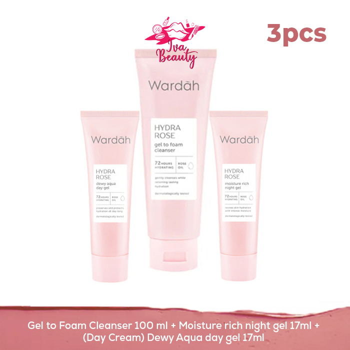 Iva Beauty Paket Wardah Hydra Rose Oil untuk Kulit Normal to Dry - Kering Ukuran Kecil Day Cream Ste