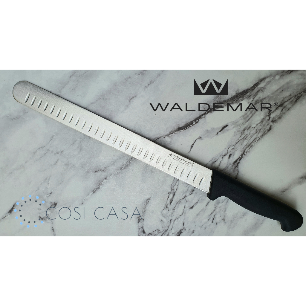 Waldemar Maynor 12" Slicer Granton BLACK, German Steel X50CrMoV15, TPE Handle, NSF