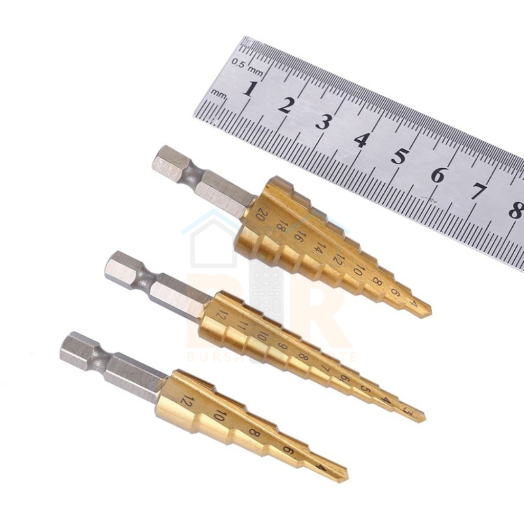 Mata Bor Pagoda Spiral Step Drill Kerucut Tingkat Payung Cone Hss 4 12 20 32 Titanium Coated