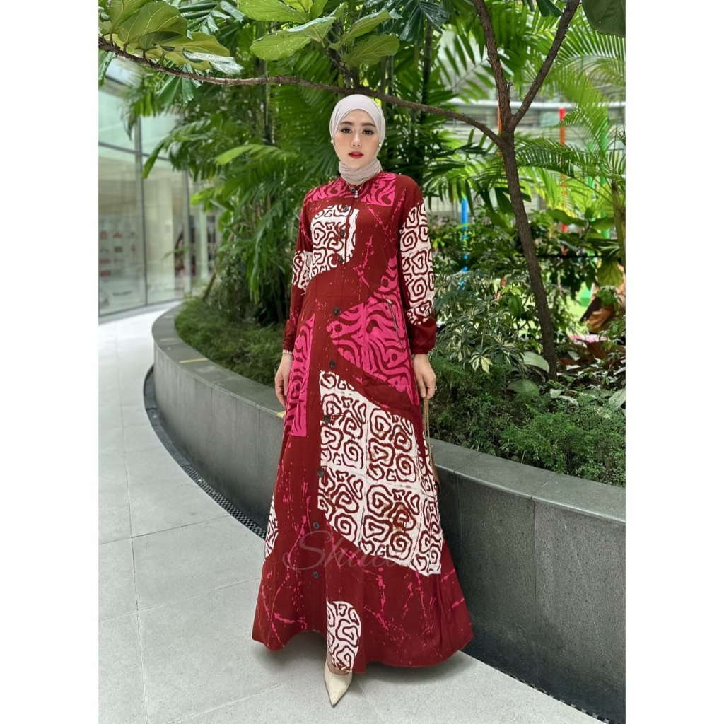 ASTER DRESS GAMIS TWILL RAYON CANDI MEKAR GAMIS BATIK CAP PEKALONGAN GAMIS SHALDA BATIK PEKALONGAN