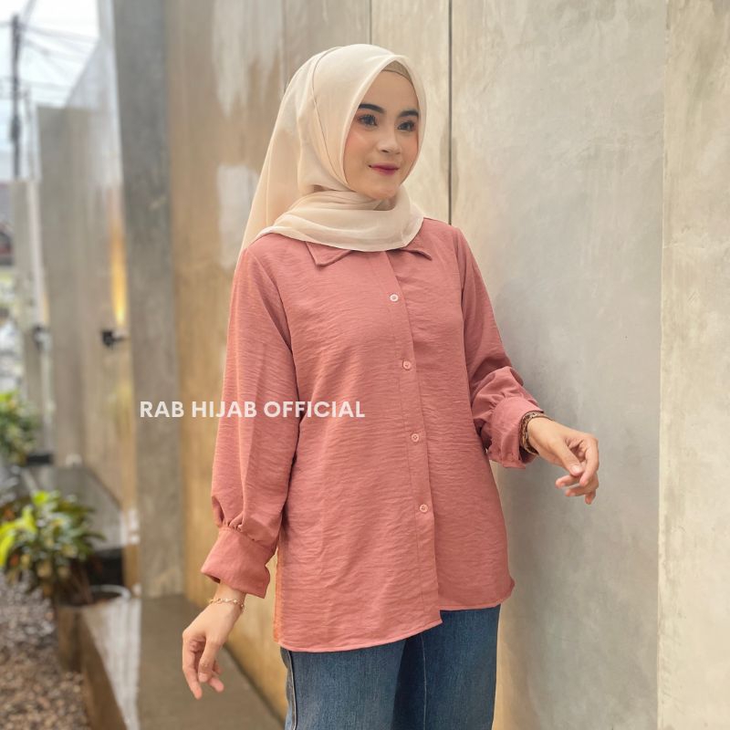 Kintan Blouse Atasan Kemeja Basic Polos Wanita Crinkle Airflow Premium