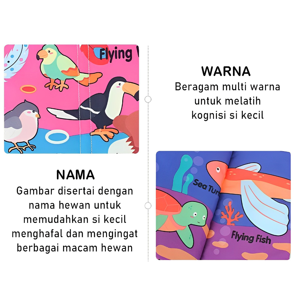 Cloth Book Animal Lembut | Mainan Edukasi Anak Perempuan Laki Laki | Hadiah Ulang Tahun Anak Terbaru 2023