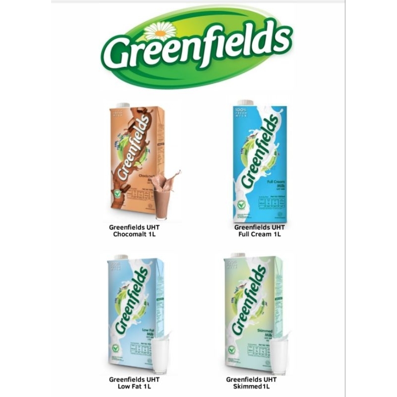 

UHT GREENFIELDS FULL CREAM 1L,GREENFIELDS COKLAT 1L,GREENFIELDS LOW FATE 1L,GREENFIEL SKIMMED 1L