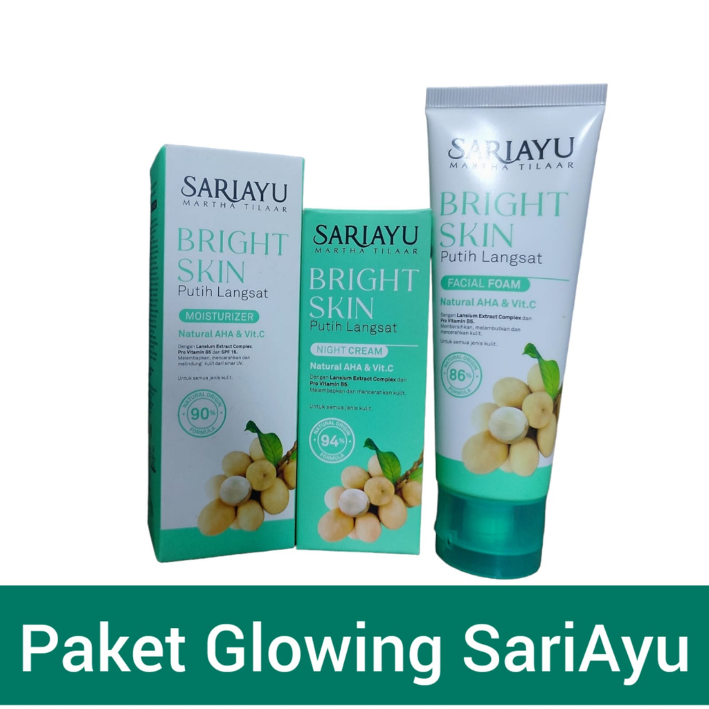 Sariayu Paket Putih Langsat Sabun Wajah, Krim Siang dan Malam - 3 pcs - ( Foam + Moist + Night Cream