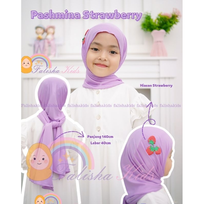 Hijabmh/Pashmina Anak Strawberry/Pashmina anak Berry usia 3-6tahun strawberry