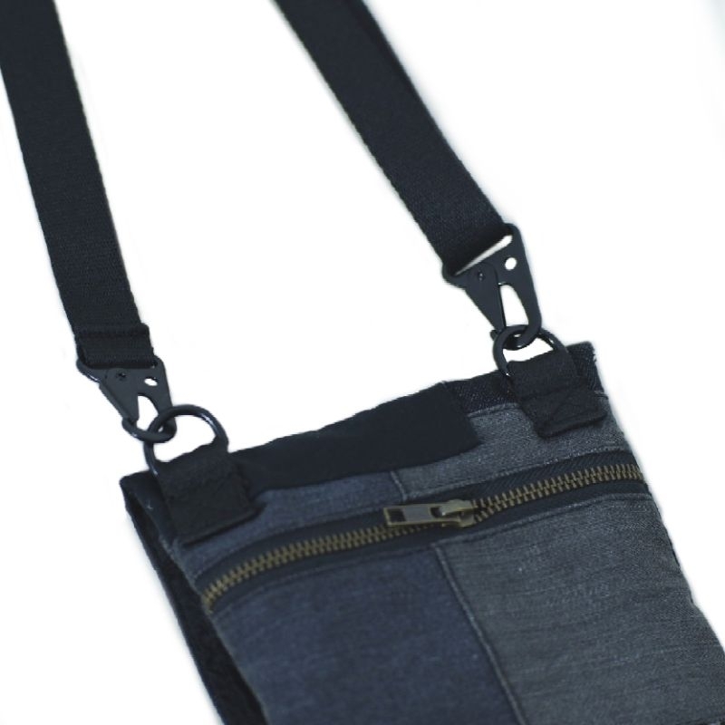 Controlnew Sling Bag small Dark Grey -  Tas, Jeans, Denim, Sashiko, Upcycle, Handmade, Patch