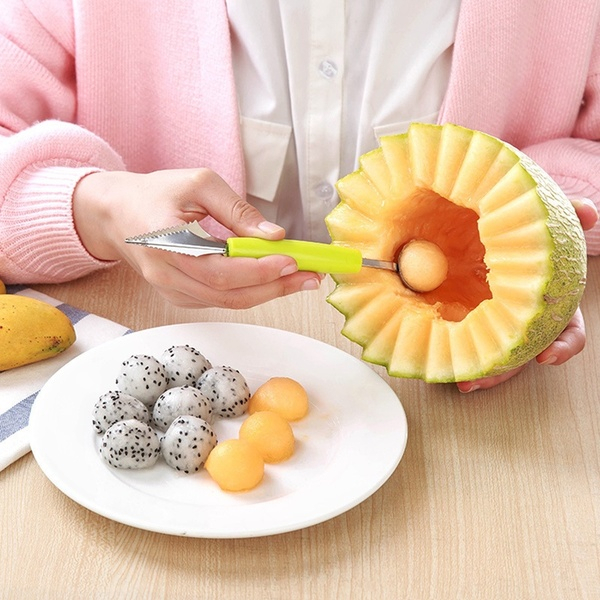 Pisau Ukir Hias Buah Bulat 2 Sisi / Stainless Steel Fruits Carve Knife Serutan Buah / Alat Pengupas Buah 127