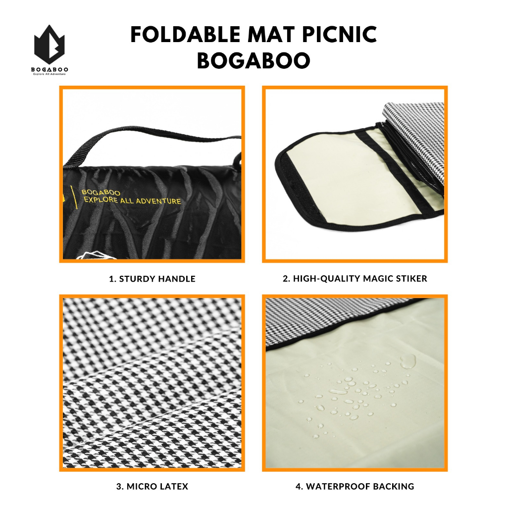 BOGABOO Matras Piknik Lipat Waterproof -  Size 200 X 150 Cm - Alas Duduk Piknik - Karpet Lipat  Outdoor - Matras Foldable Travel - Matras Tikar Tenda