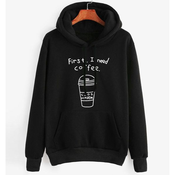 Parisdivarious Sweater Hoodie Jemper I Need Coffee Bahan Fleece Size S - XXL (Pria &amp; Wanita)