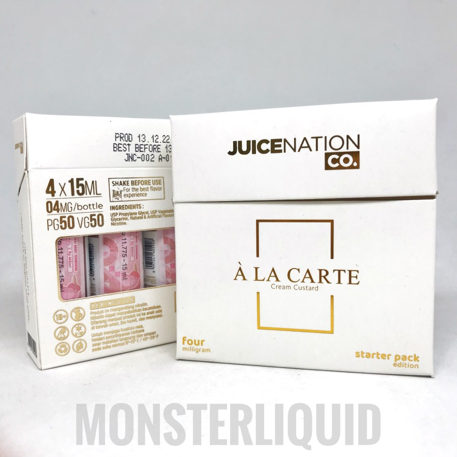 A LA CARTE STARTER PACK CREAM CUSTARD JUICENATION 4MG 4X15