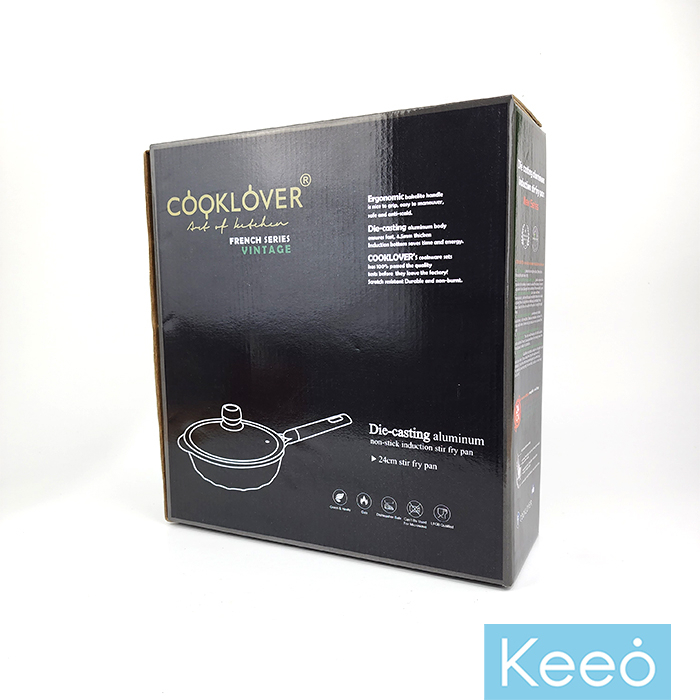 Cooklover 24 cm Wajan Penggorengan Anti Lengket Granit dgn Tutup (Deep Fry Pan) Putih