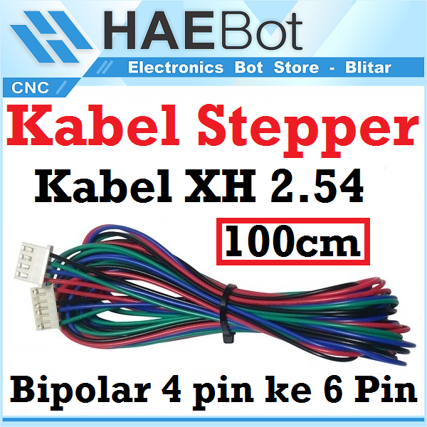 [HAEBOT] Kabel Stepper Cable Nema 17 Motor 1000mm 4 Pin 6 Pin XH2.54 26 AWG CNC 3D Printer Konektor Socket Bipolar 4 Kabel Terminal DIY Mesin Arduino A498