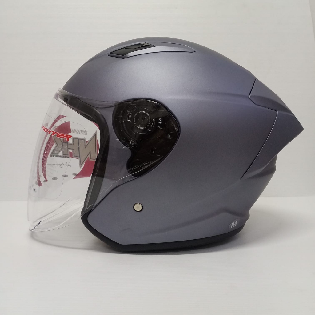 NHK HELM R1 ELITE SOLID DARK GREY DOFF SINGLE VISOR HALF FACE NHK ELITE