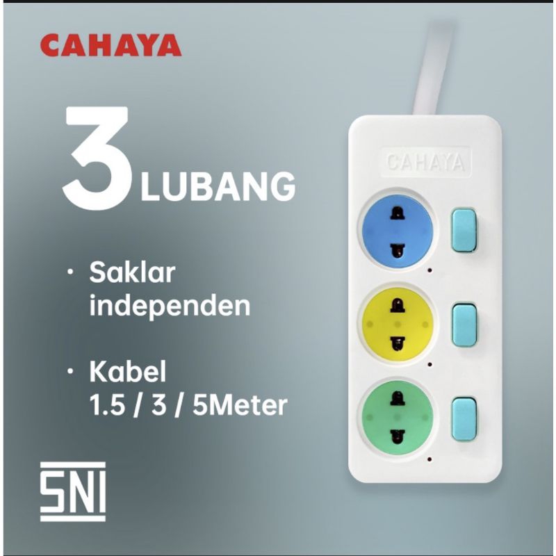 Stop Kontak Gepeng Kabel Saklar 1.5/3/5M &amp; 3/4/5 Lubang SNI / Merk CAHAYA SC-793/4/5