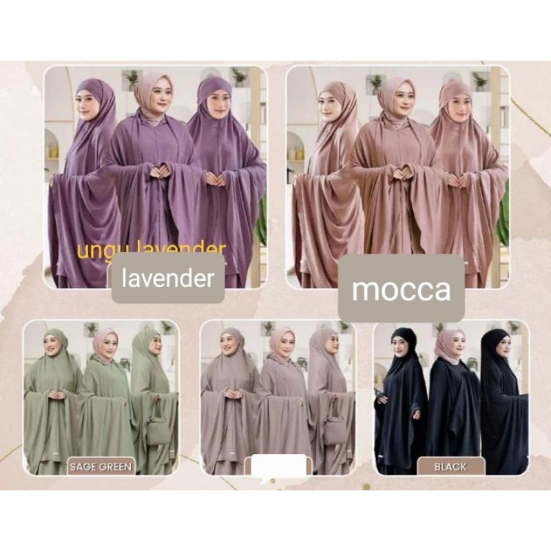 mukena French Khimar crinckle 3in1