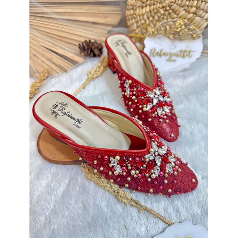 sepatu wanita wedding merah Marron 5cm tahu