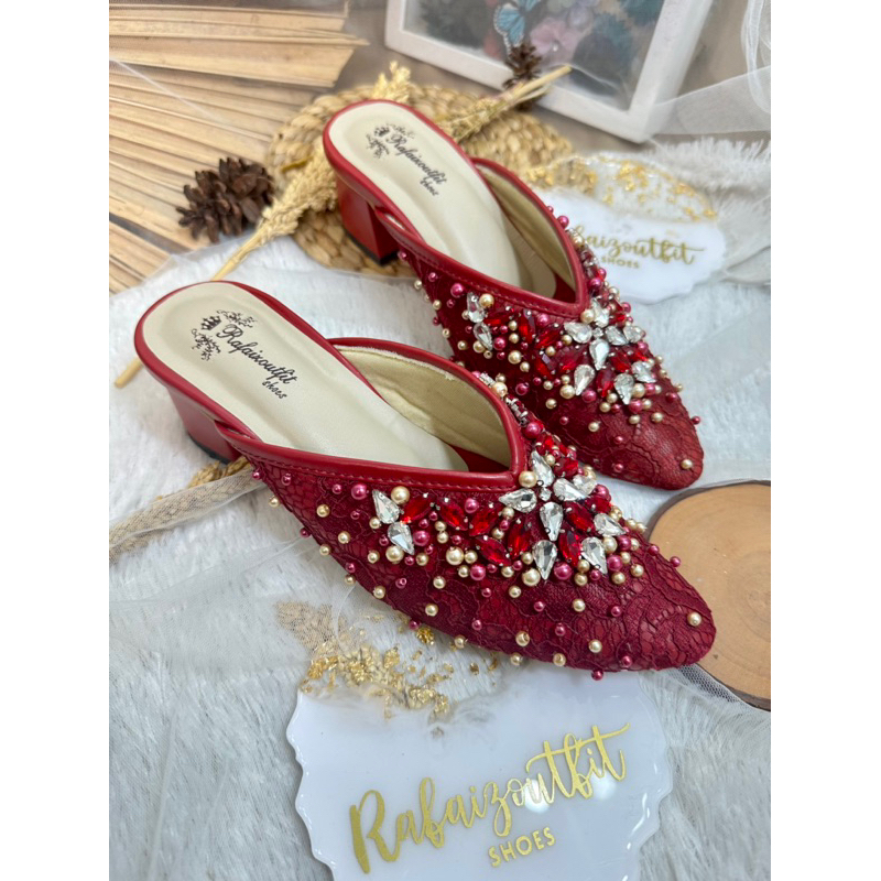 sepatu wanita wedding merah Marron 5cm tahu