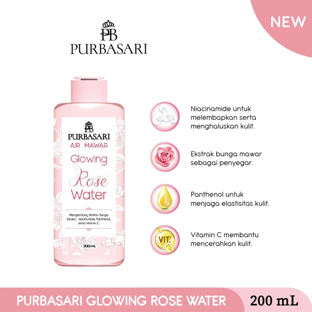Purbasari Glowing Rose Water | Air Mawar 100ml 200ml