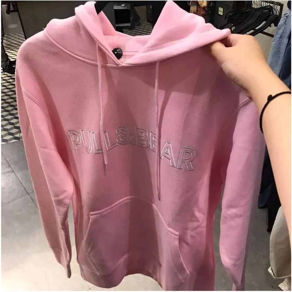 COD - Jaket Hoodie Pull&amp;Bear Bordir - Swater Hoodie Pull&amp;Bear Merah Distro Logo Texs Pull Bordier Premium Unisex