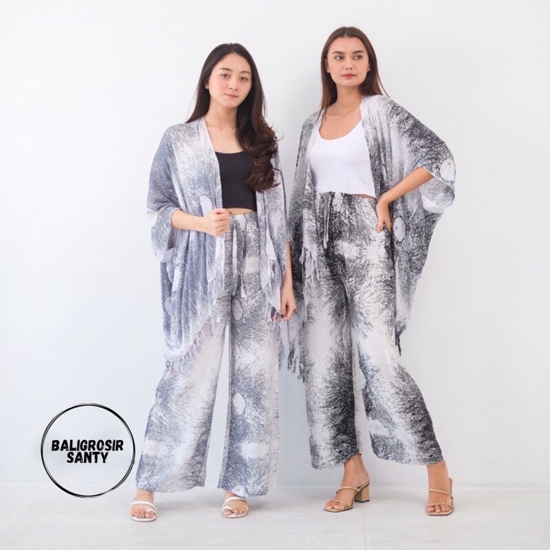 Setelan Cardigan Celana Outer Bali Motif Akar