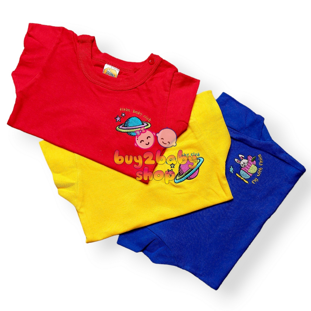 3 PCS Baju bayi kaos oblong bayi bahan katun combed halus, lembut, nyaman Finka usia 6-12 Bulan isi 1-3 Kaos