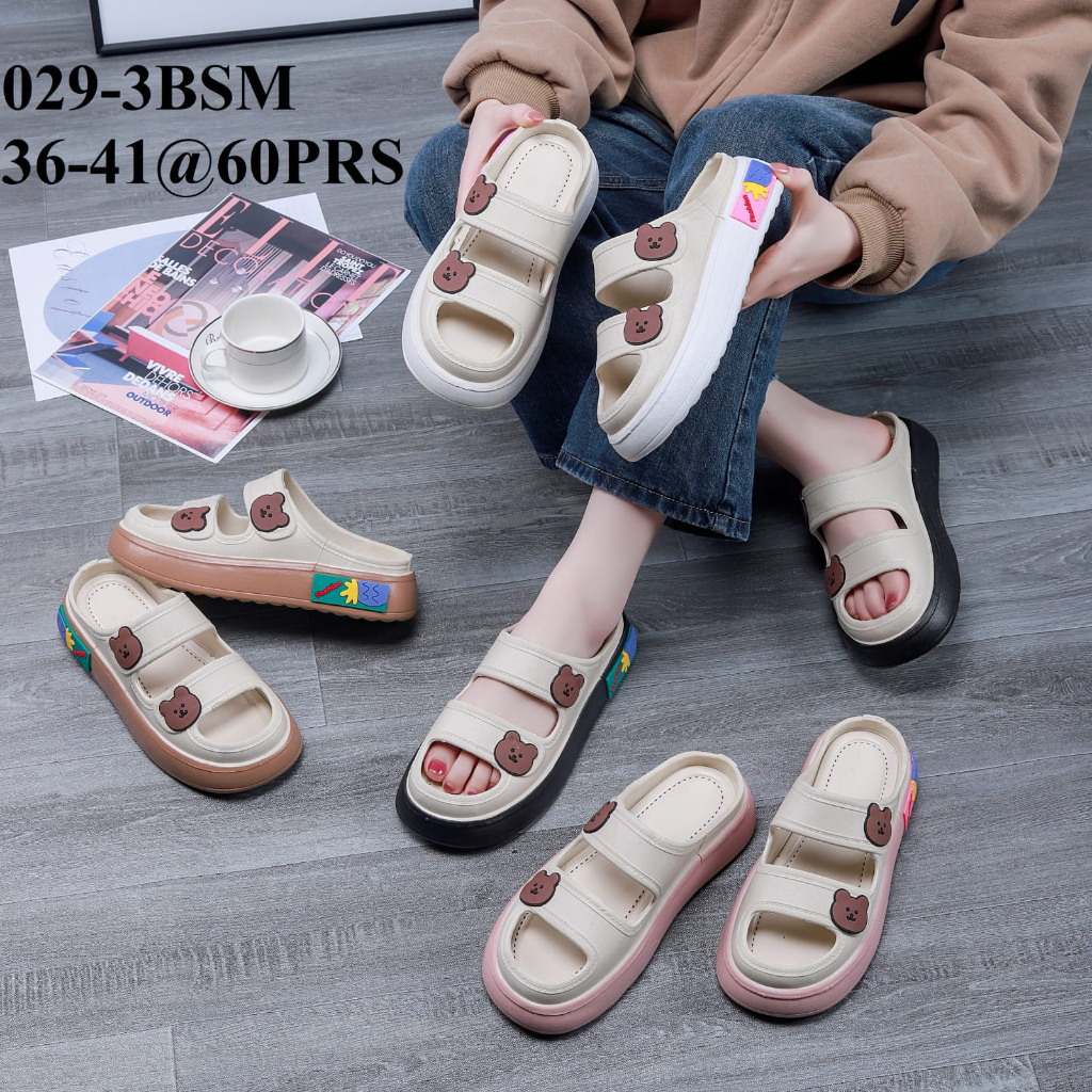 GN-029-3 Sandal Jelly Wanita Fashion Bunga Tali Dua Model Terbaru PCU