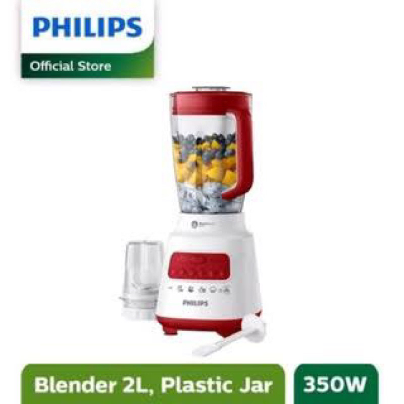 Philips Blender HR 2221 Series 5000 350Watt Blender Plastik 2 Tabung Warna Merah