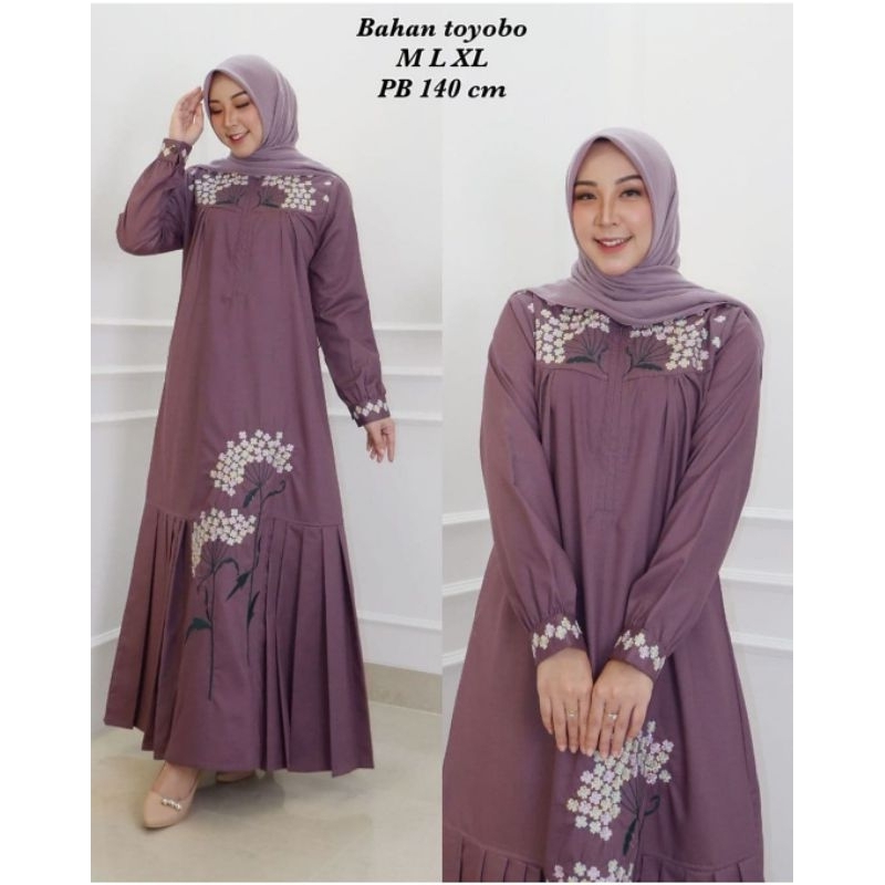 Elvrist - Gamis Katun Toyobo Bordir Motif Kipas
