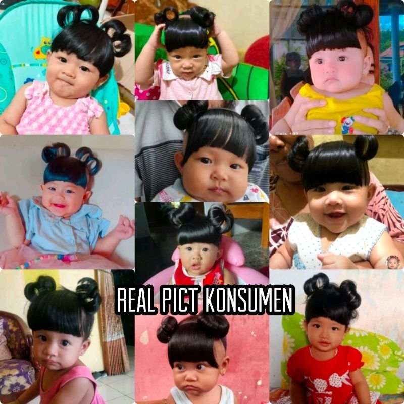 Bandana Wig Bayi Rambut Palsu Lucu Import Poni Lembut