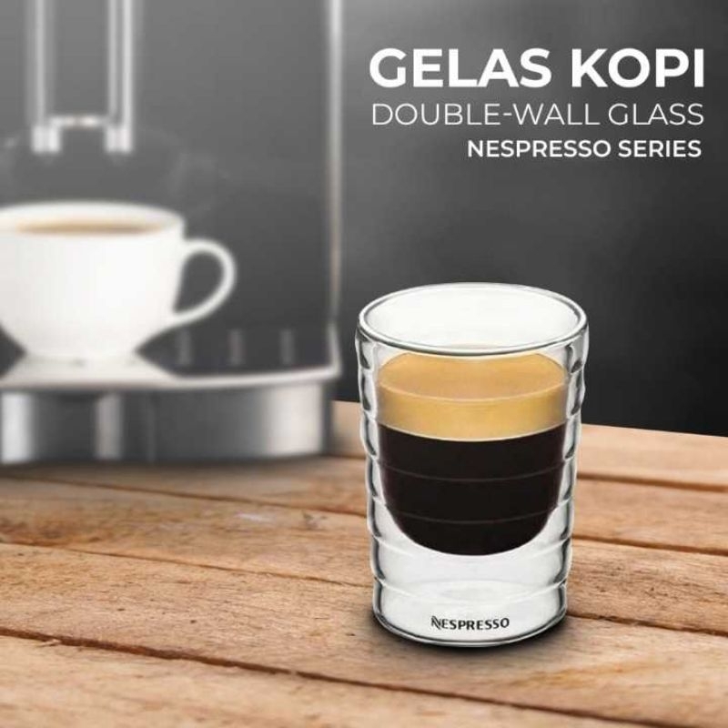 Aldismala Gelas Kopi Double Wall Glass Nespresso Series 85ml