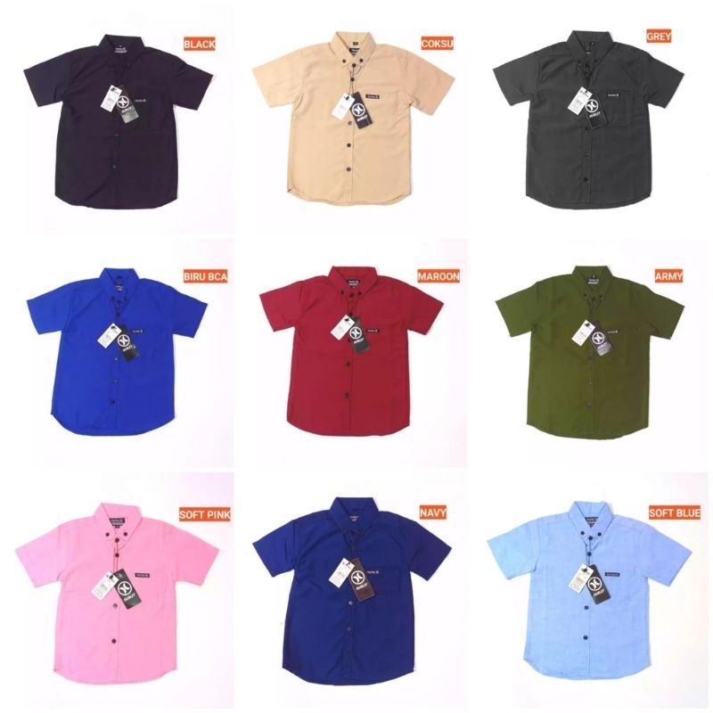 Kemeja Anak Laki Laki Lengan Pendek Umur 1-12 Tahun Baju Kemeja Polos Anak Distro Terbaru Terlaris