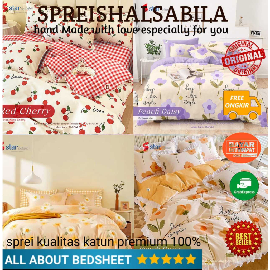 Sprei Aesthetic Katun Anti Geser Sprei 200x200 Sprei 180x200 Sprei 160x200 Sprei 140x200 Sprei
