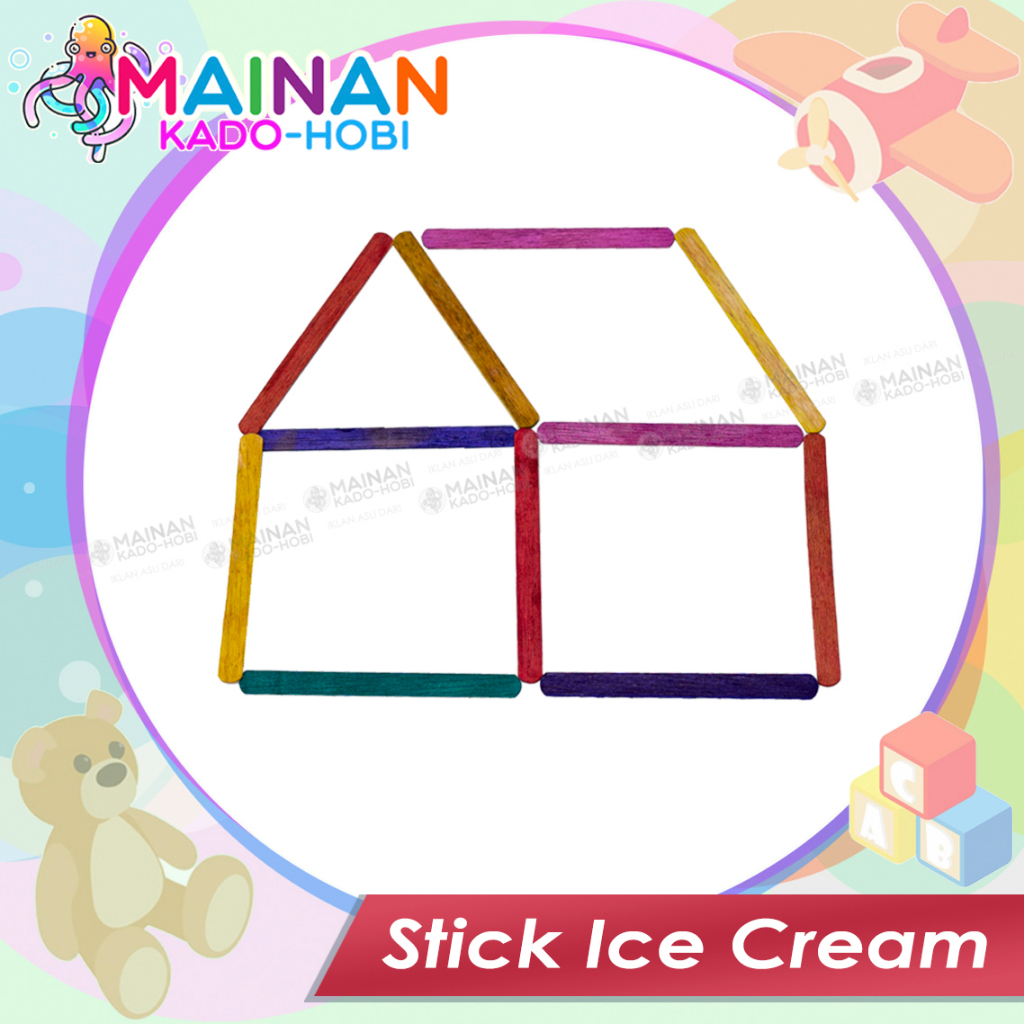 MAINAN ANAK TRADITIONAL STICK ES CREAM WARNA WARNI PUTIH