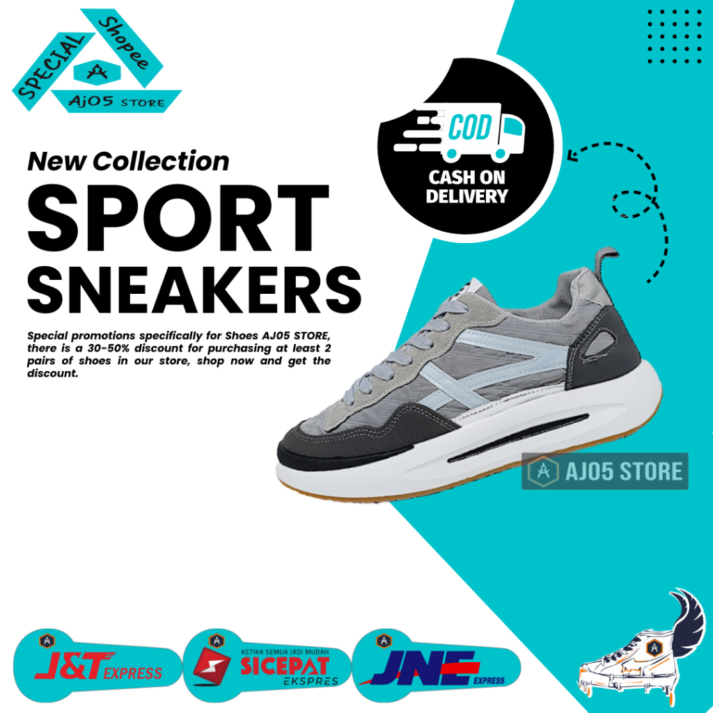 1489 - Alpha Grey/Black - Sepatu Sneakers Running Sport - D12