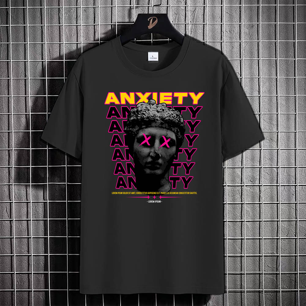 Kaos Tshirt Pria Baju Anxiety Distro Basic Lengan Pendek Cowok Kasual DTF