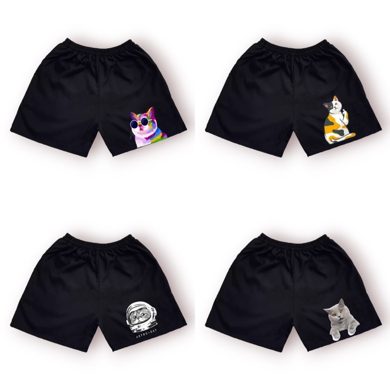 Celana Boxer Motif Kucing Sablon MD DTF | Celana Pendek | Boxer Pria Wanita