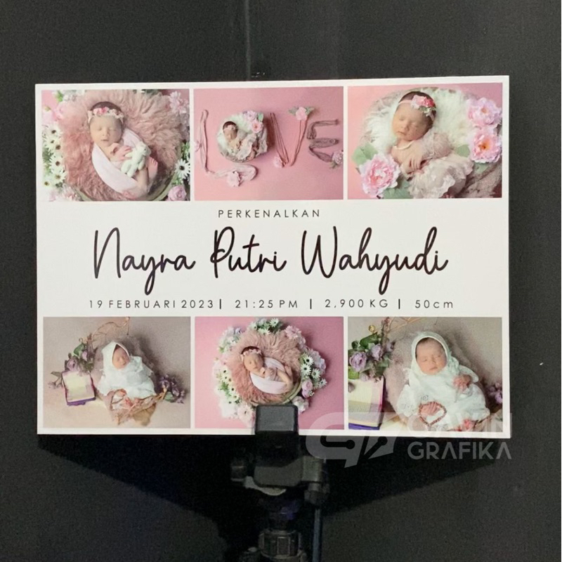 Cetak bingkai foto minimalis biodata bayi newborn Kolase Photowall Edit Desain aesthetic