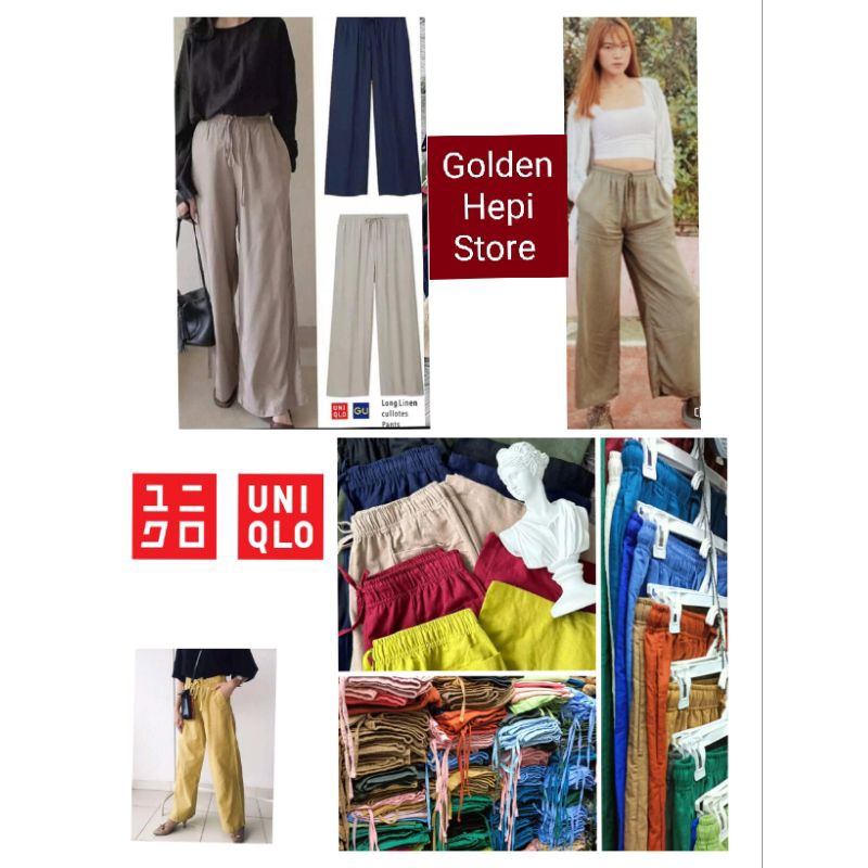 Uniqlo Wide Leg Linen Pants Original Branded