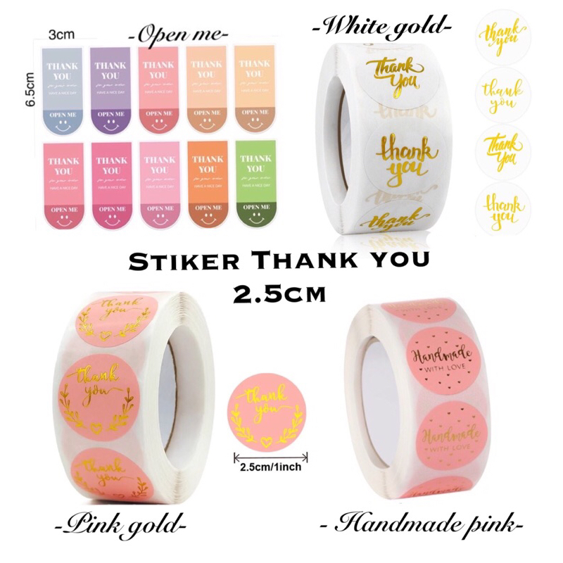 

[500pcs] Sticker label motif Bulat Murah /Tempelan kado parcel craft/ Sticker Stiker Terima kasih