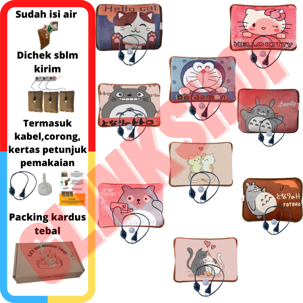 glinkshop1 Bantal Penghangat perut nyeri haid mens menstruasi datang bulan Karakter Hello Cat Kitty Totoro Doraemon lovely coklat two cat hug i love you i love u hadiah Pacar Istri Ibu