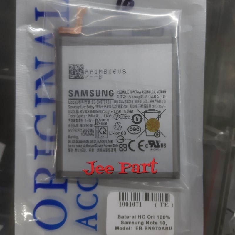 BATRE BATERAI BATTERY SAMSUNG NOTE 10 ORIGINAL