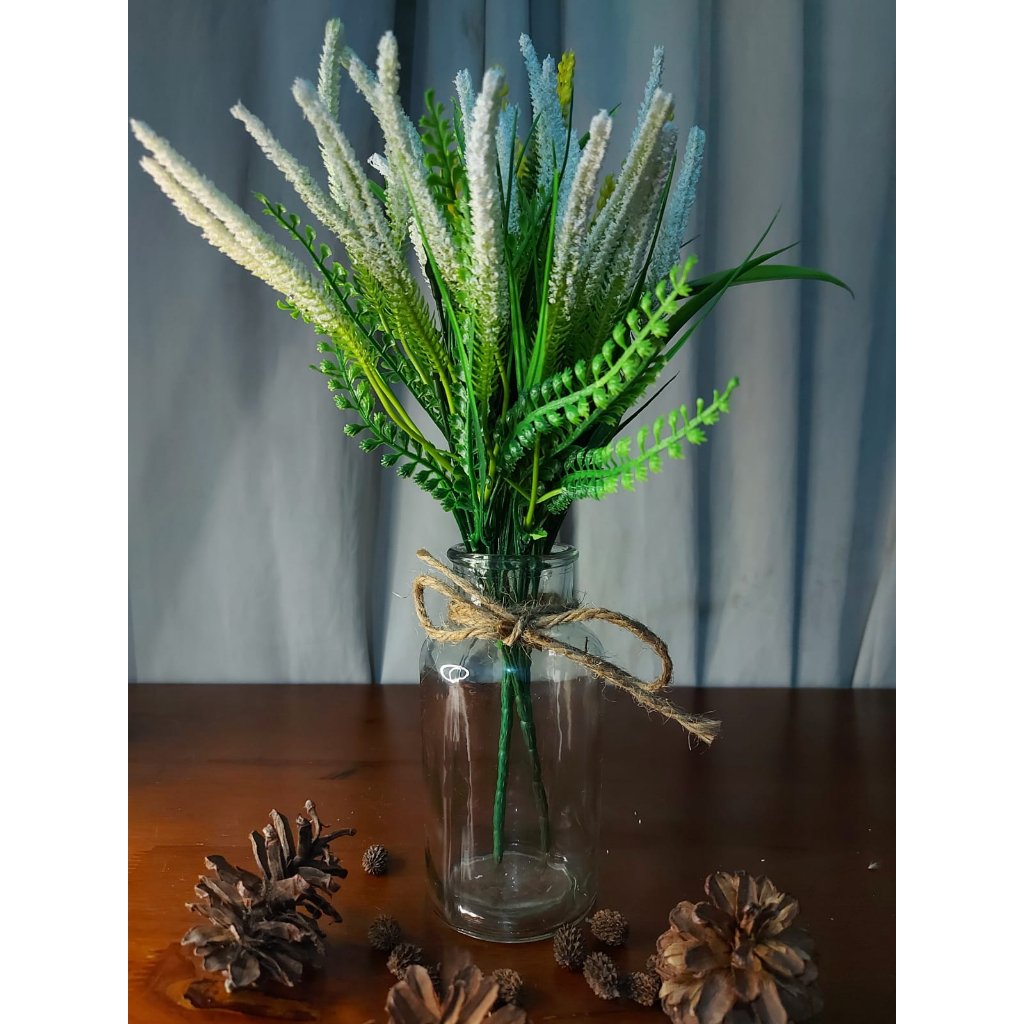 Vas Bening Glass Flower Pot Bunga Daun Kaca Bening I Vas kaca aestetik