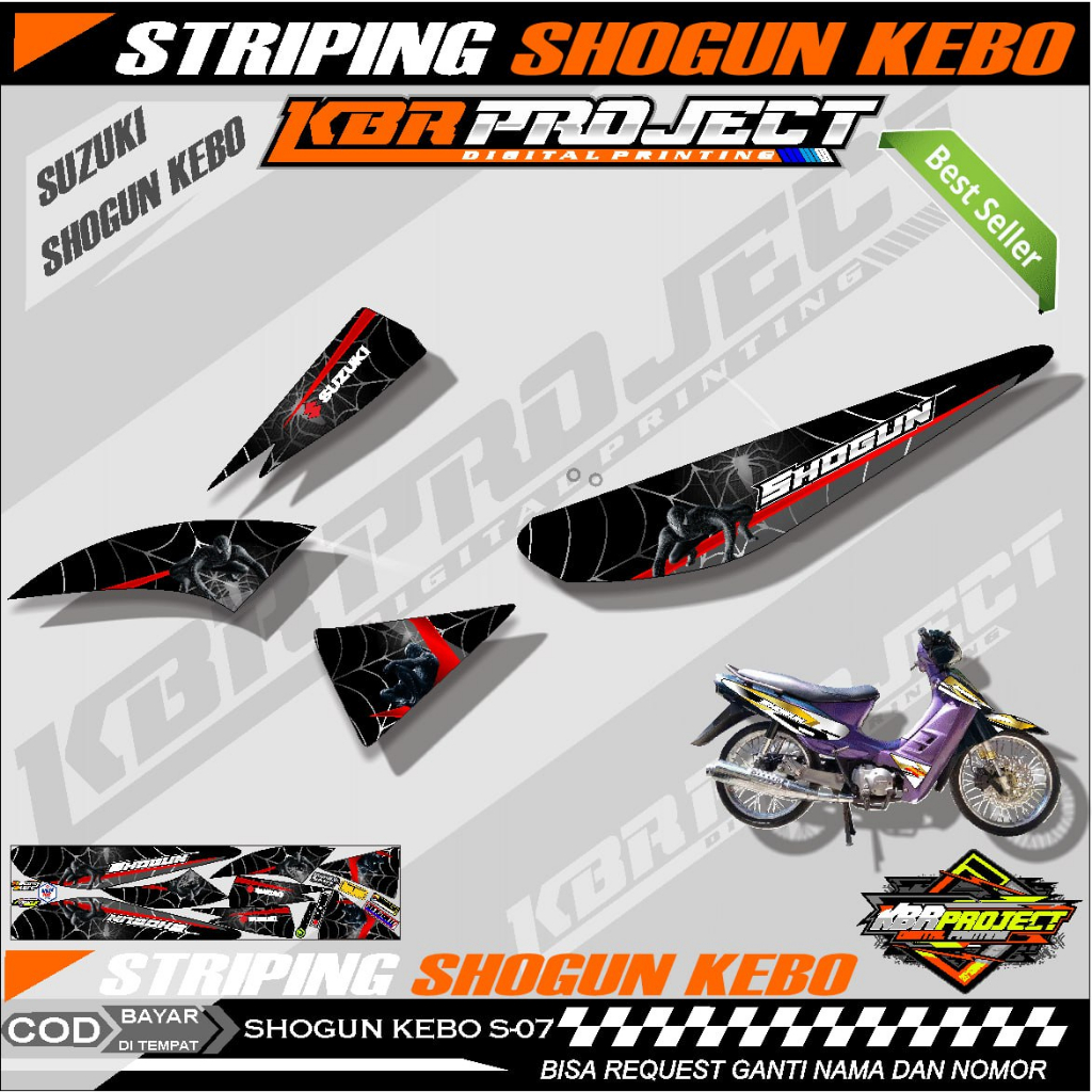 SHOGUN KEBO STIKER MOTOR KEREN Stiker Striping Lis Variasi Motor SUZUKI Racing S.07 TRANSPARAN Cod